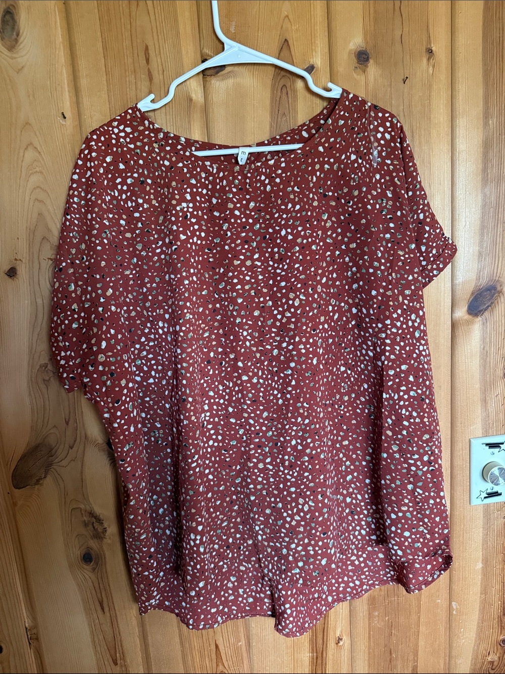mts Rust Red Speckle Short Sleeve Blouse